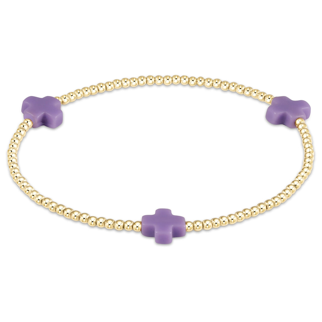 enewton Signature Cross 2mm Gold Bead with Purple Cross Bracelet