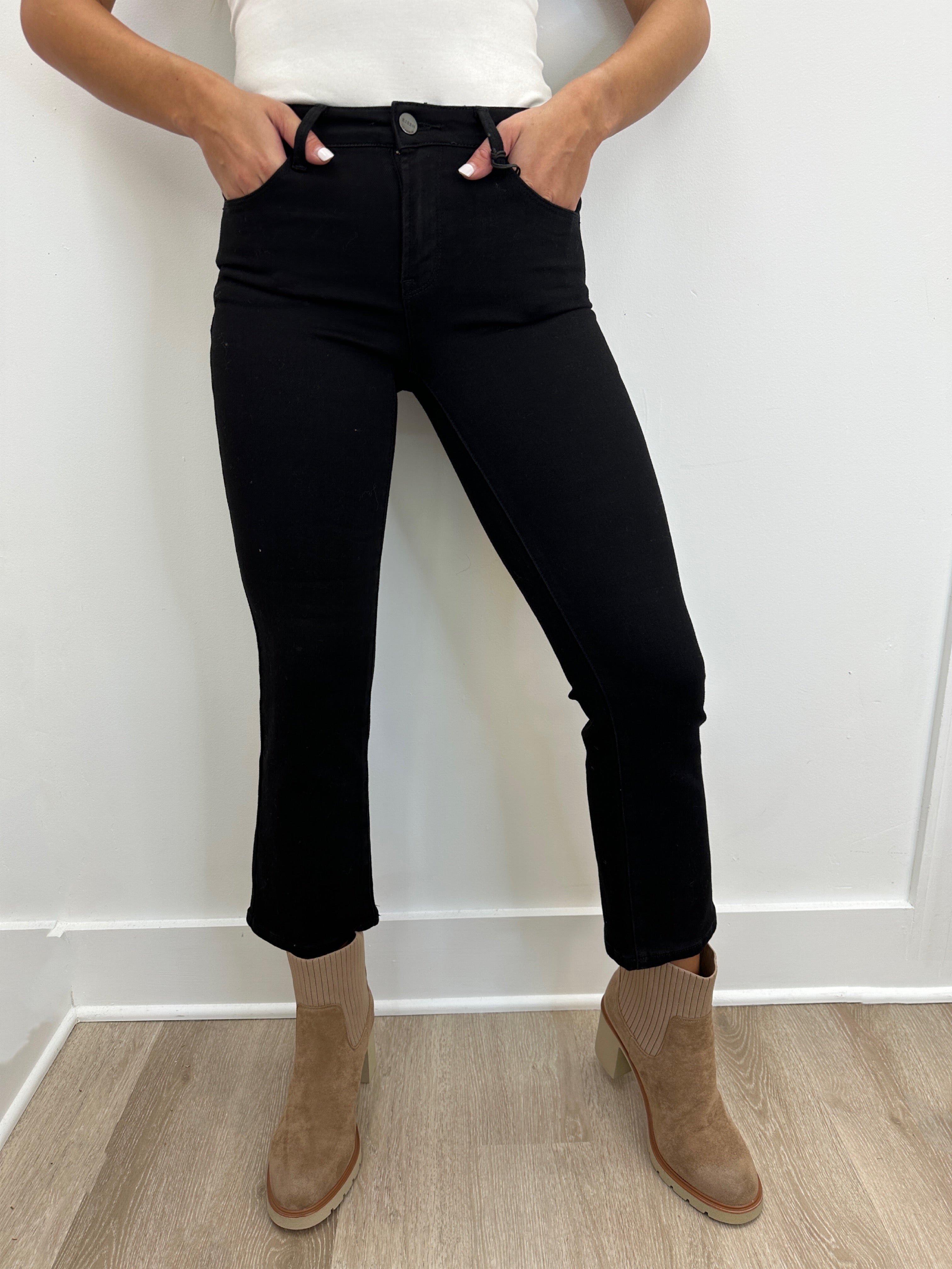 Risen Mid Rise Ankle Boot Cut Jeans-Black – Hip Chics Boutique