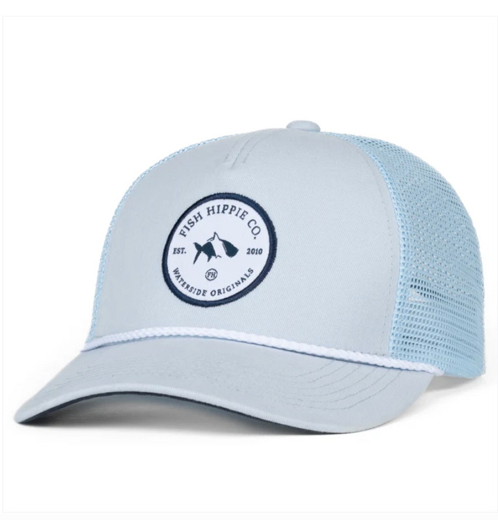 Fish Hippie Shiftless Trucker Hat - Gray and Light Blue