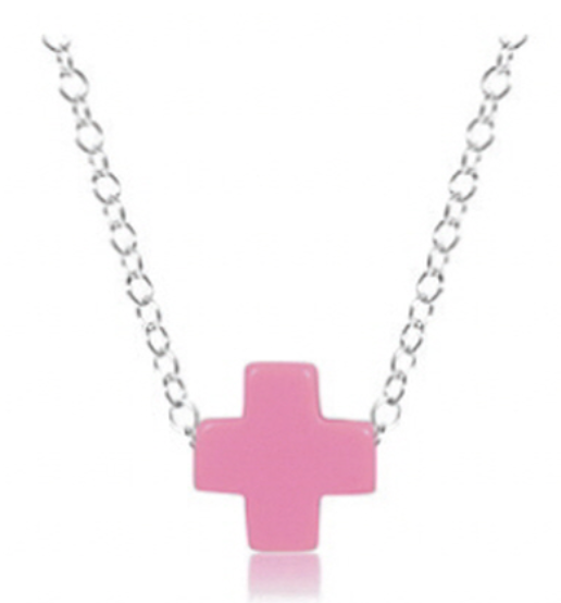 enewton Signature Cross Sterling Silver 16" Necklace - Bright Pink
