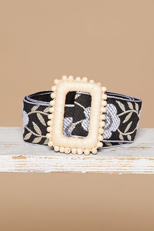 Black &amp; White Floral Belt