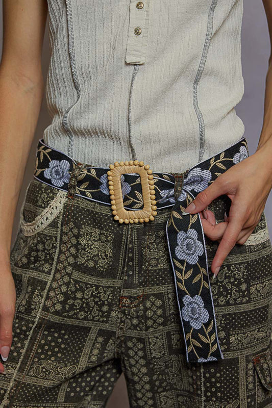 Black &amp; White Floral Belt