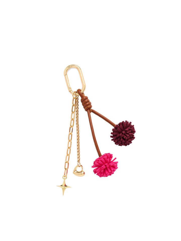 Pom Pom Bag Charm Key Ring - Fuchsia