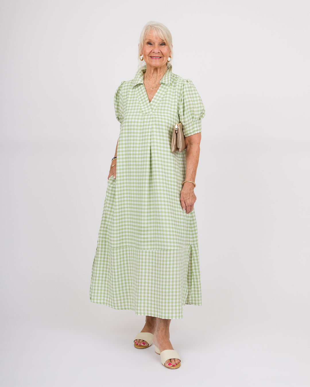 Dansby Dress - Green Dots