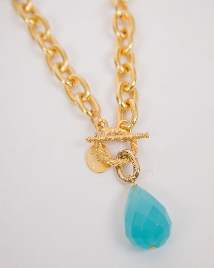 Susan Shaw Gigi Aqua Quartz Toggle Necklace