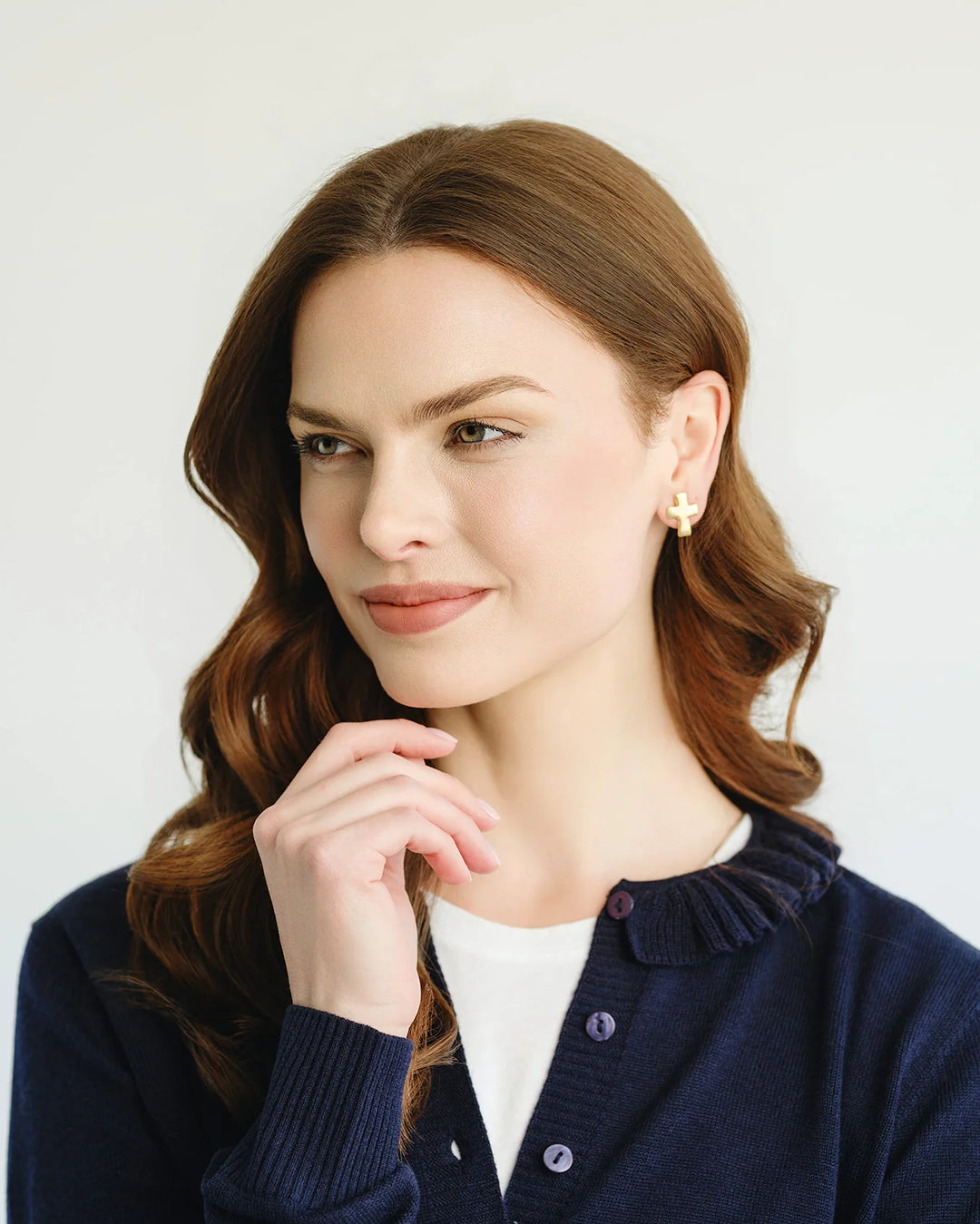 Susan Shaw Small Cross Stud Earrings
