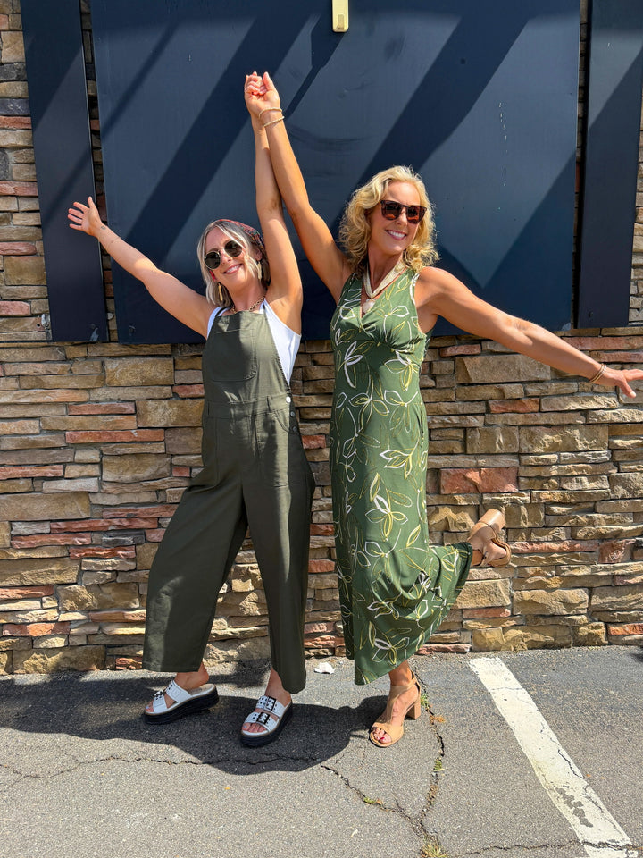 Olive Bloom Dream Midi Dress