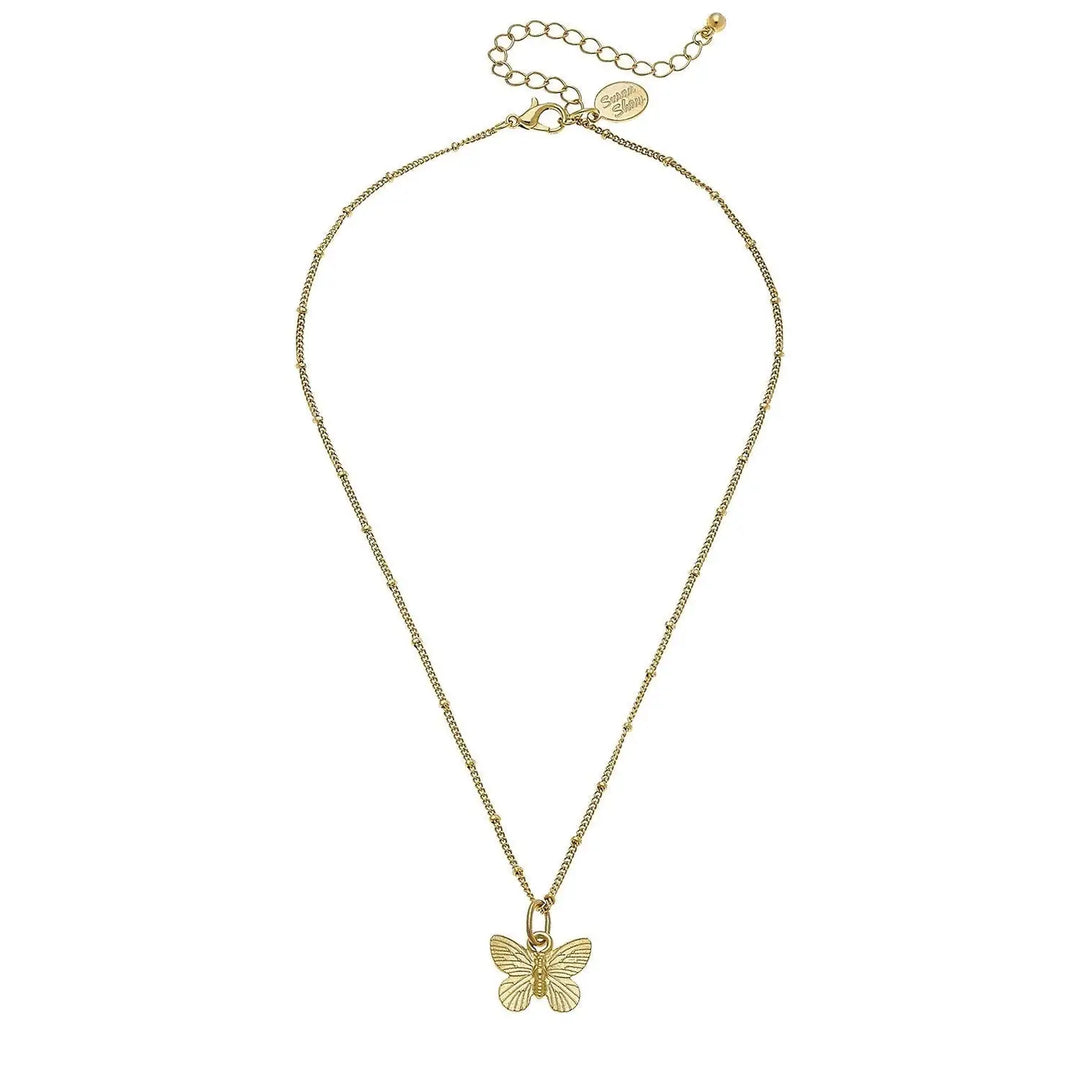 Susan Shaw Dainty Butterfly Necklace - Gold