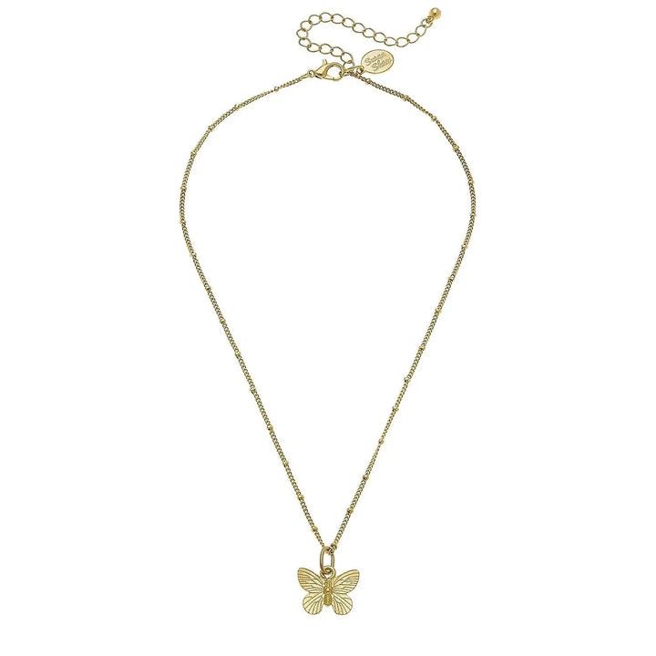Susan Shaw Dainty Butterfly Necklace - Gold