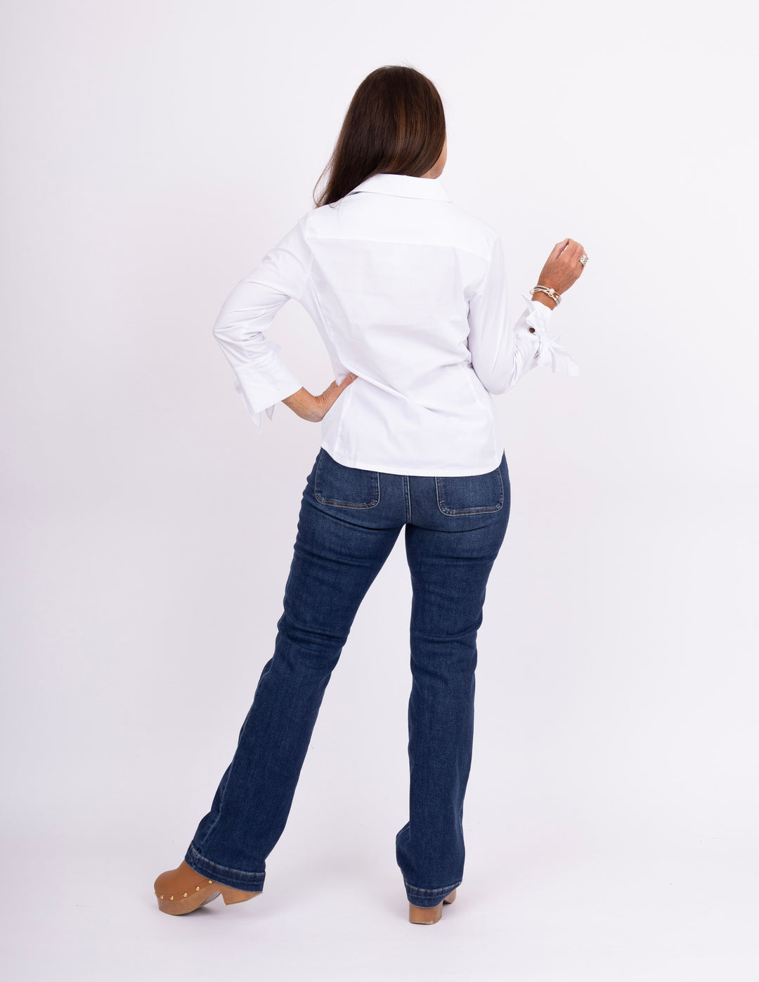 Monroe Bow Cuffed Top - White