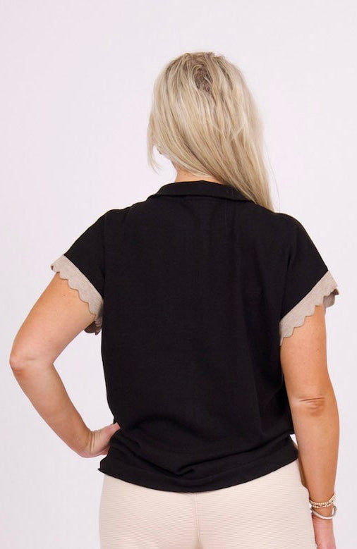 Dinah Scalloped Top - Black