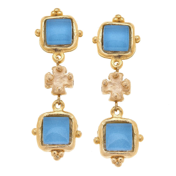 Susan Shaw Charlotte Deux Tier Earrings - Parisian Blue