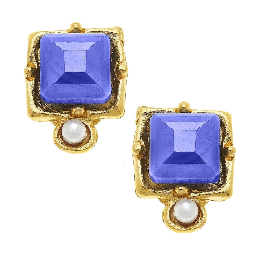 Susan Shaw London Studs - Blue Crystal
