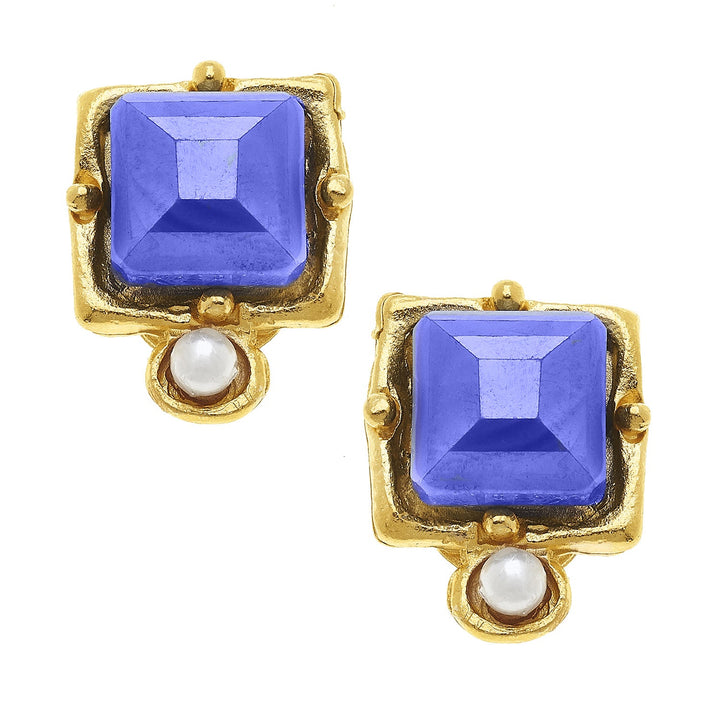 Susan Shaw London Studs - Blue Crystal