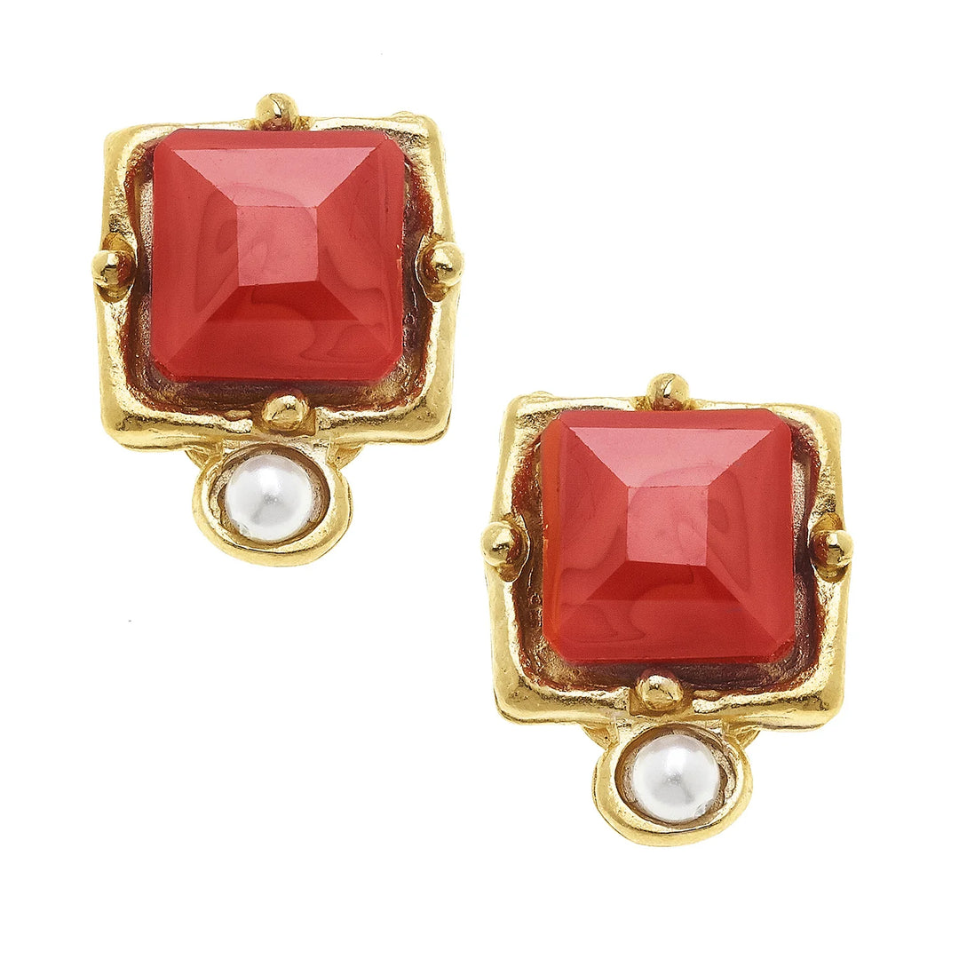 Susan Shaw London Studs - Red Crystal