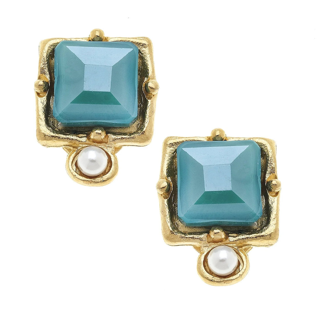 Susan Shaw London Studs - Teal Crystal