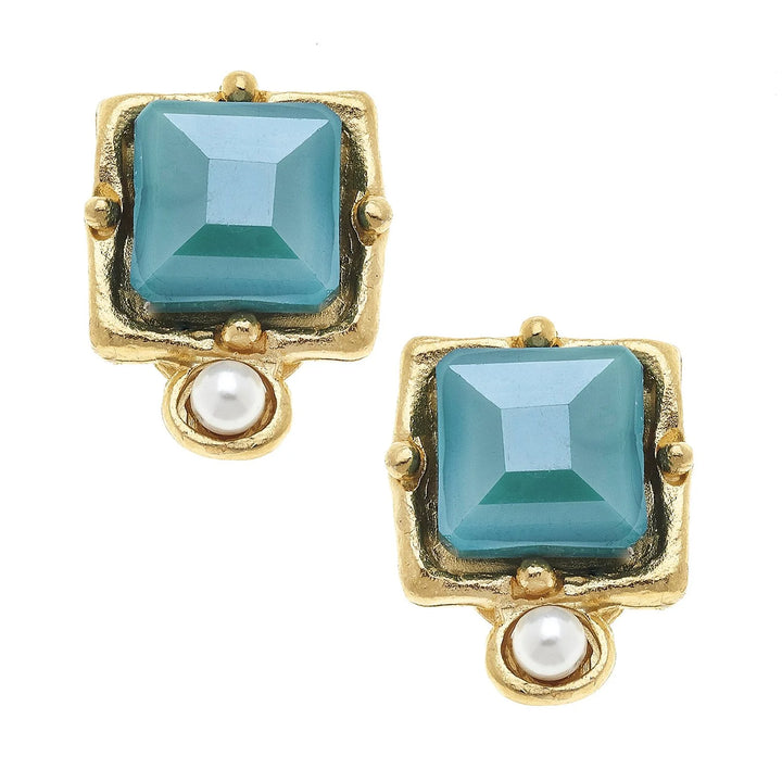 Susan Shaw London Studs - Teal Crystal