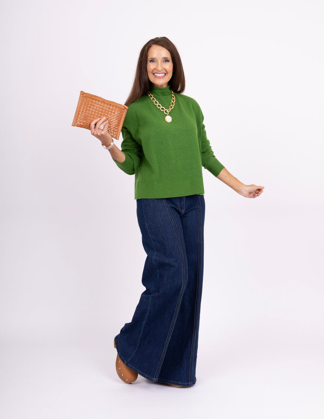 Moss Green Mock Neck Sweater