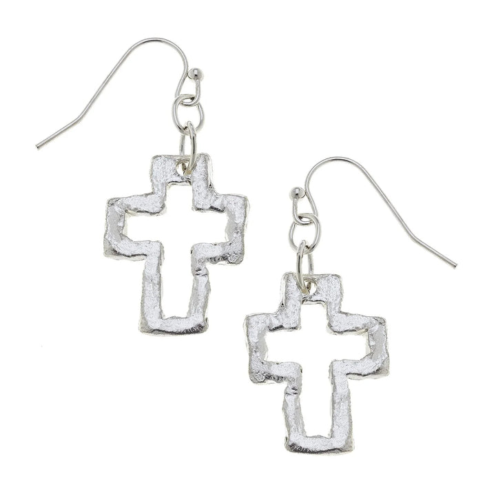 Susan Shaw Open Cross Earrings - Silver