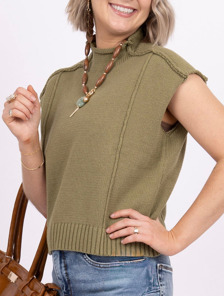 Deb Mock Neck Sweater - Dry Herb
