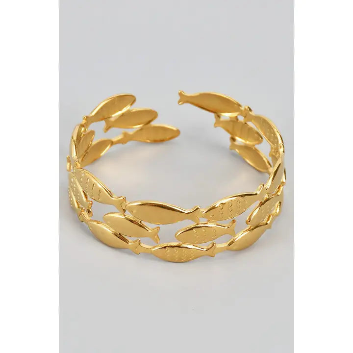 Triple Stack Fish Cuff Bracelet