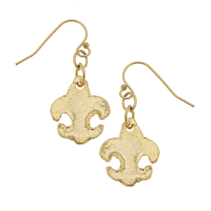 Susan Shaw Small Fleur-de-lis Earrings - Gold