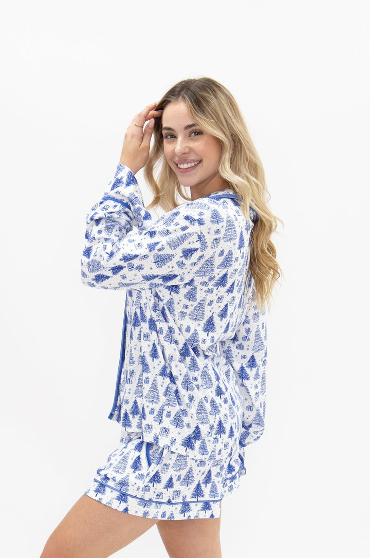 Blue Christmas Tree PJ Set