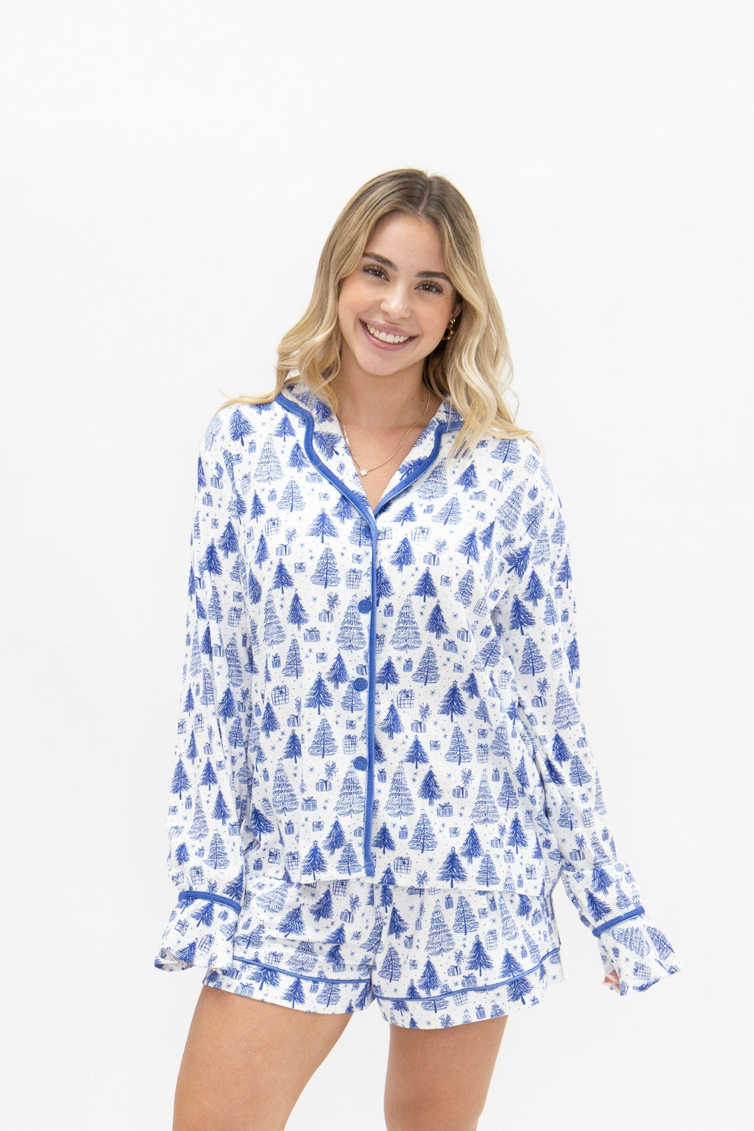 Blue Christmas Tree PJ Set