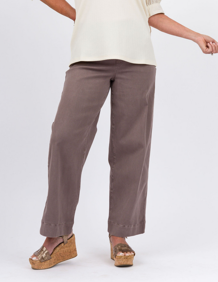 Spanx Twill Cropped Wide Leg - Smoke-Final Sale