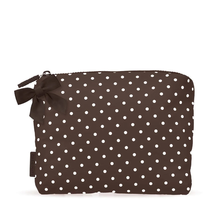 Case-Mate Crinkle Makeup Bag - Espresso Polka Dot Bow