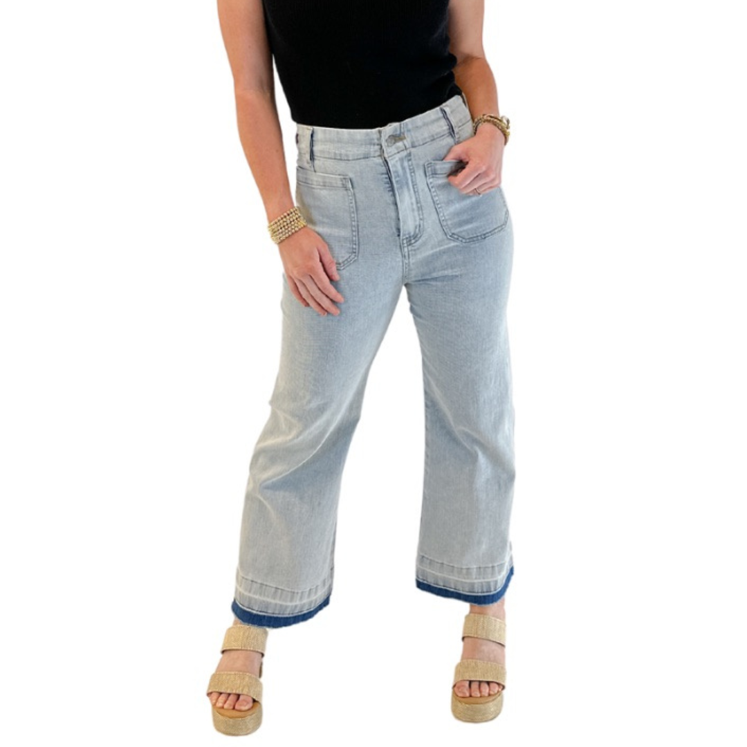 Denim Cropped Pants- Mineral Washed
