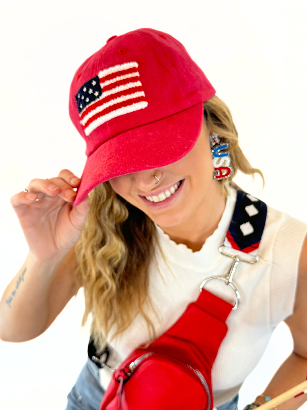 American Flag Hat Red