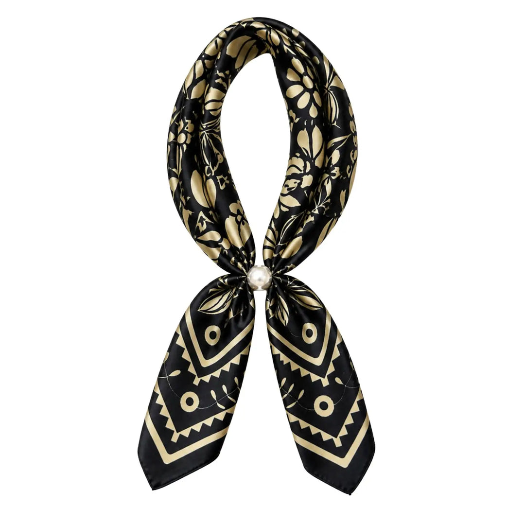 Magnetic Pearl Scarf - Black and Ivory