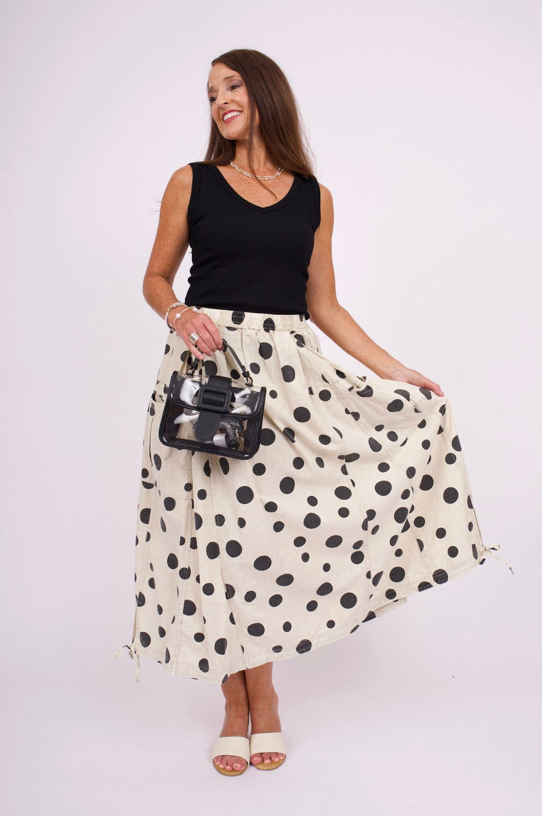 Palomino Polka Dot Skirt - Khaki