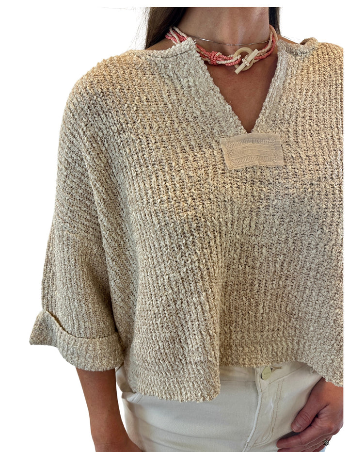 Harper Cropped Sweater-Oatmeal