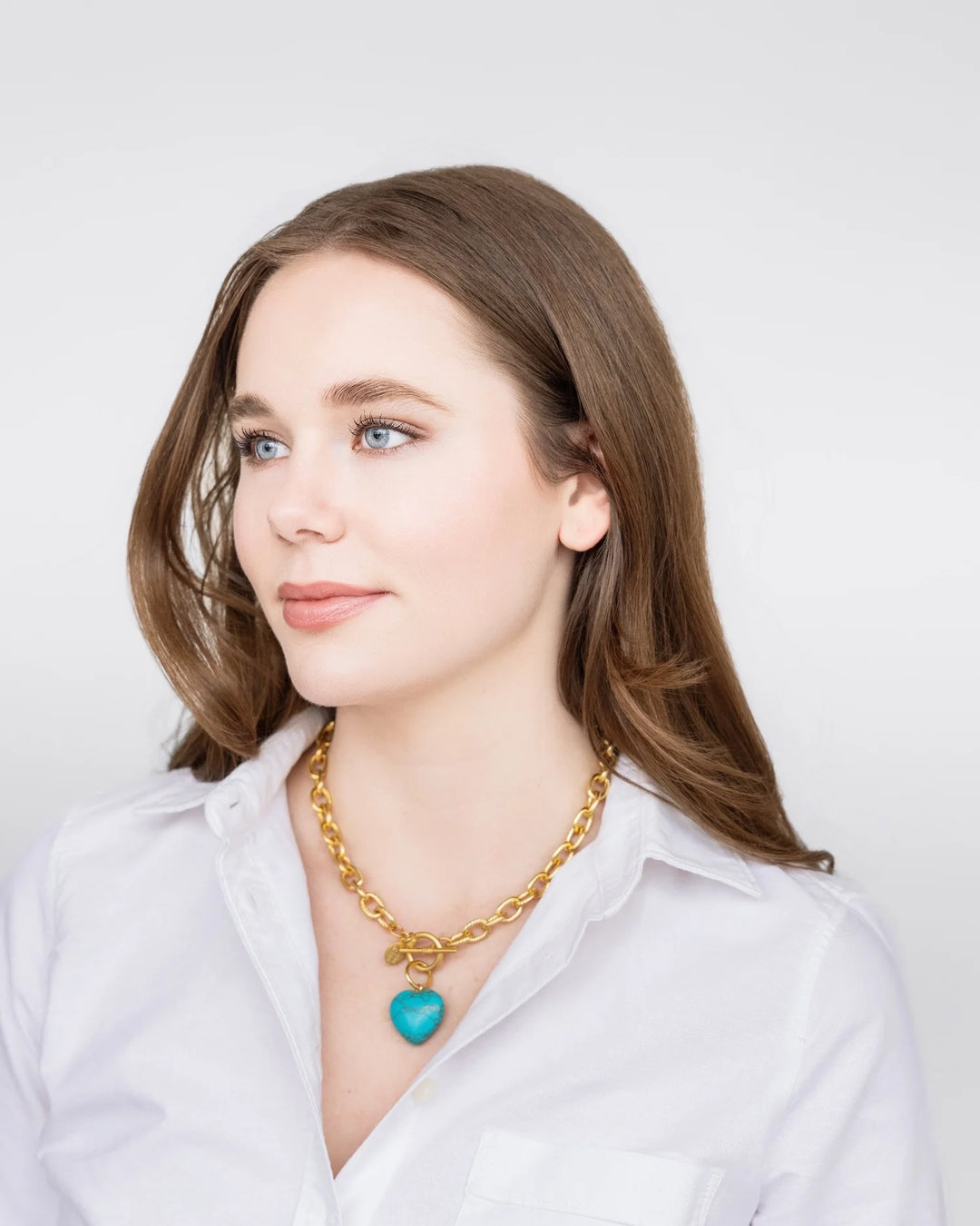 Susan Shaw Stone Heart Toggle Necklace - Turquoise