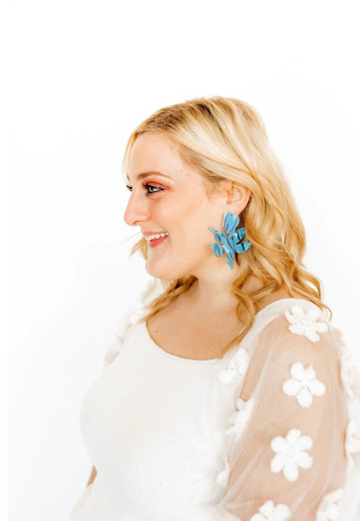Linny Co - Flora Blue Iris Earrings