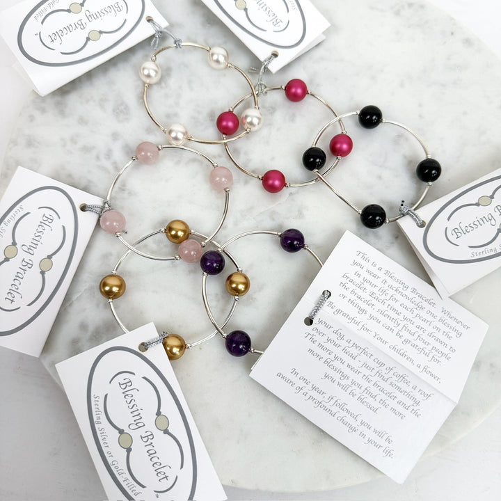 Blessing Bracelet -  Silver with White Pearl