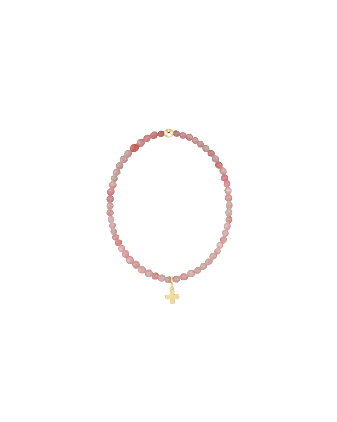 enewton Classic Pink Opal 3mm Bracelet - Signature Cross Gold Charm