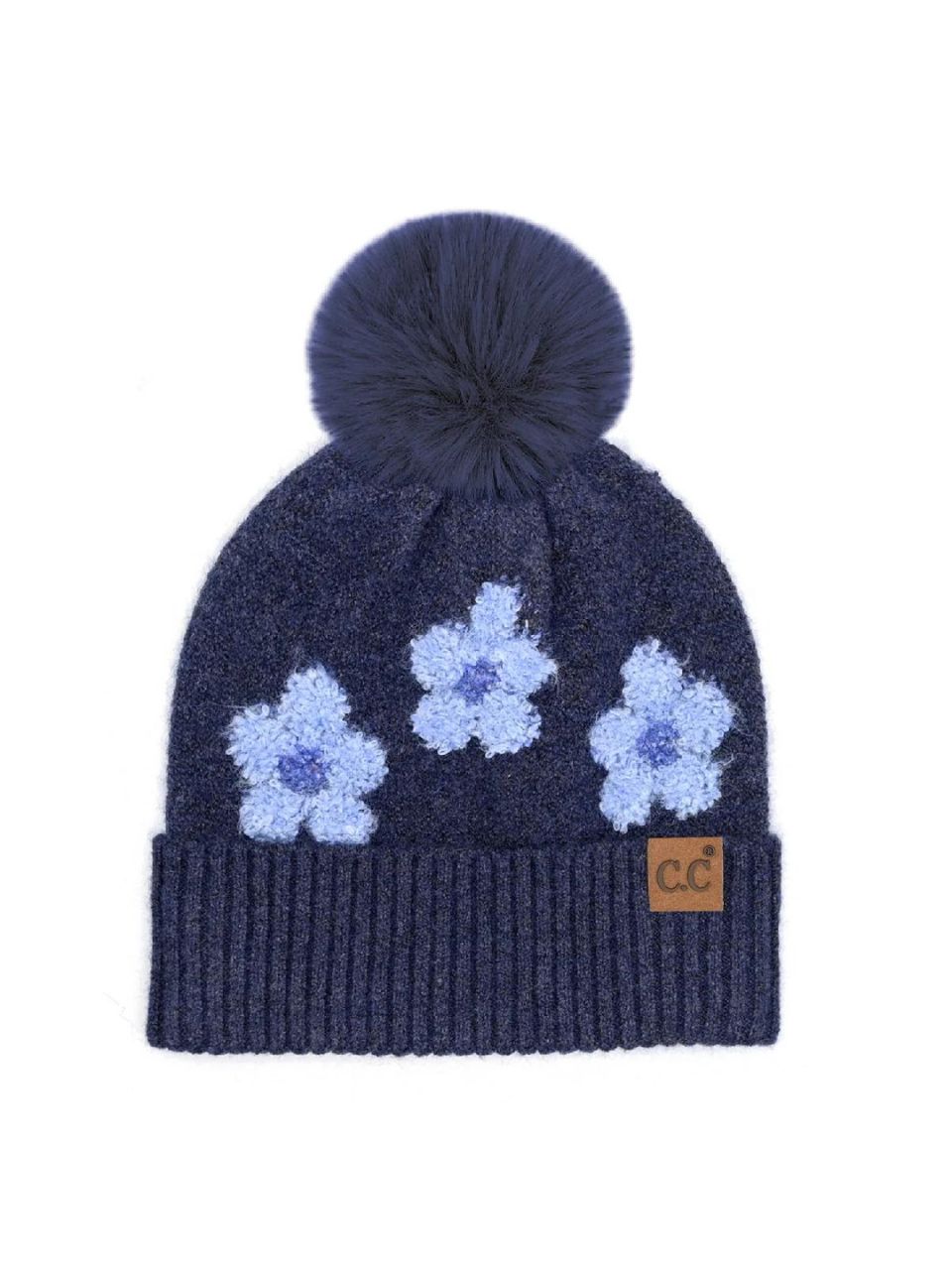 C.C Beanie Daisy Pattern - Heather Navy