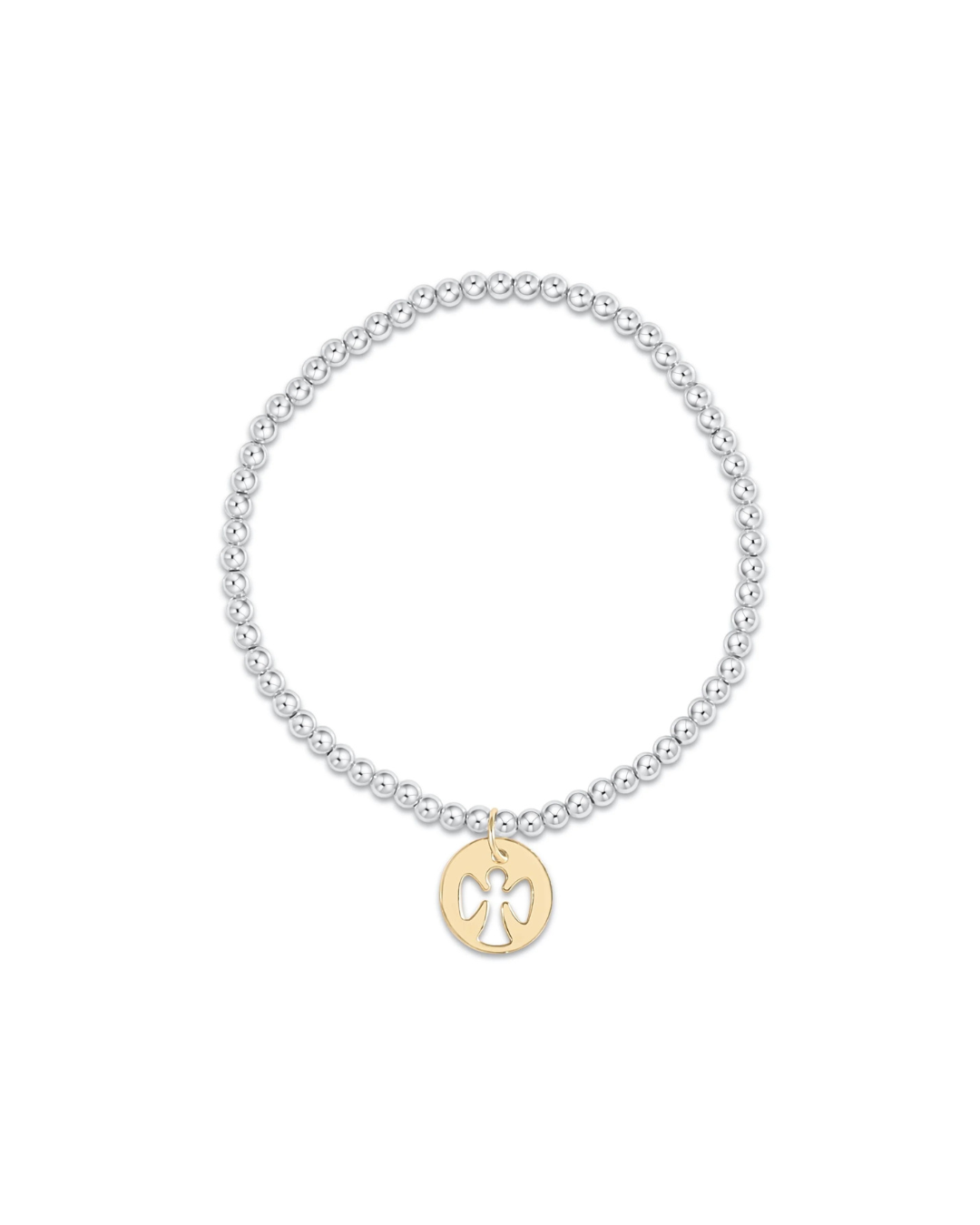 enewton Classic Sterling Mixed Metal 3mm Bead Bracelet - Guardian Angel Gold Disc