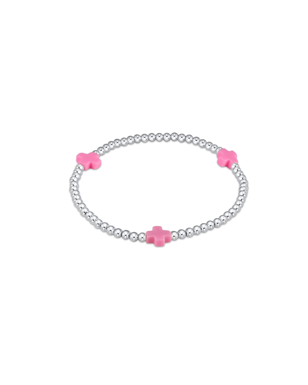 enewton Signature Cross Sterling Pattern 3mm Bead Bracelet - Bright Pink