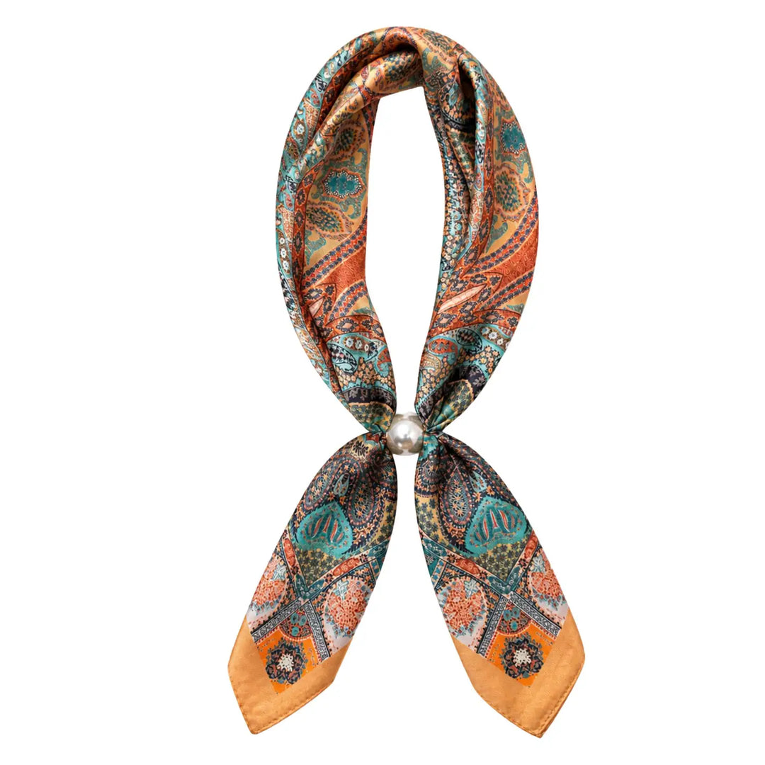 Magnetic Pearl Scarf - Orange and Teal