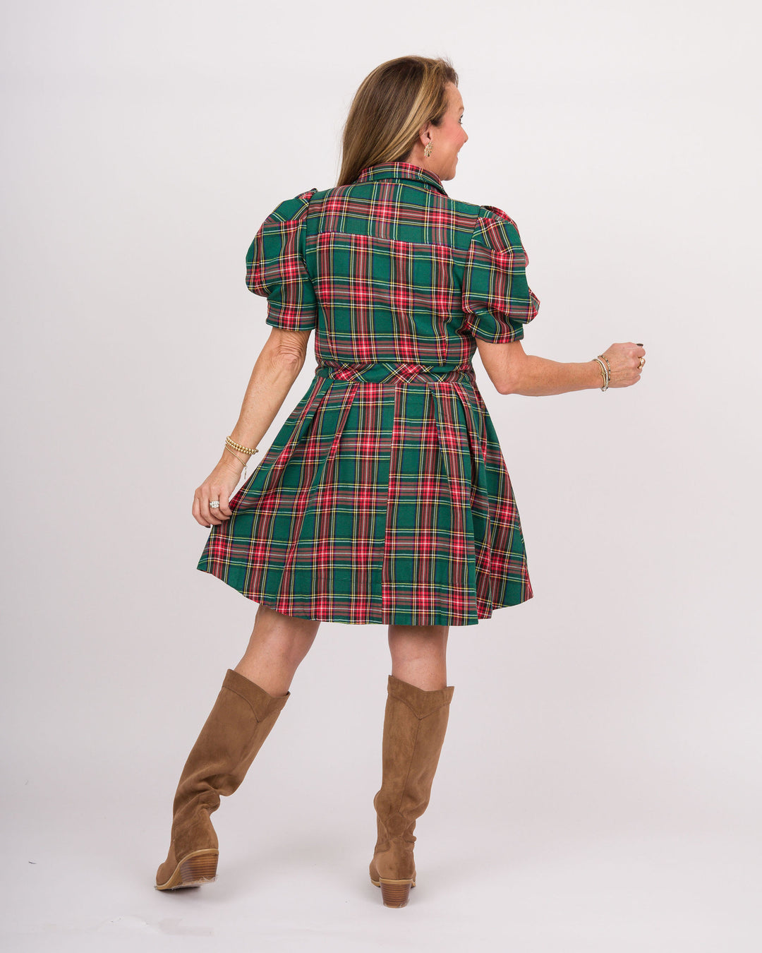 Green &amp; Red Plaid Dress