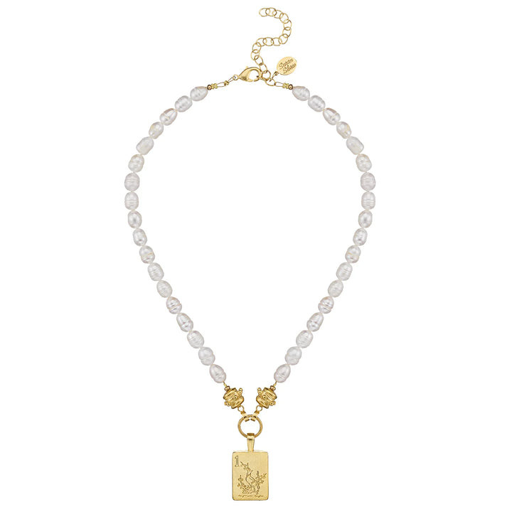 Susan Shaw Bird Bam Mahjong Pearl Necklace