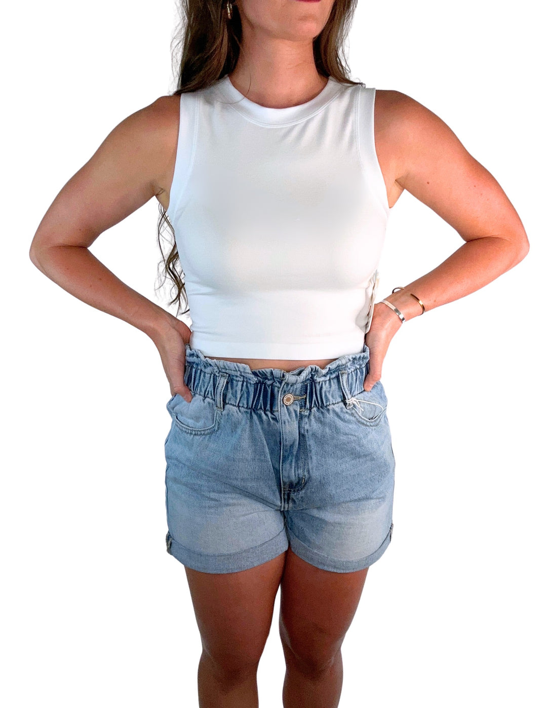 Hayley Cropped Tank-White