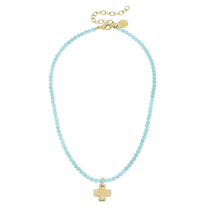 Susan Shaw Alys Cross Necklace - Turquoise