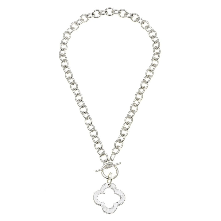 Susan Shaw Open Clover Toggle Necklace - Silver