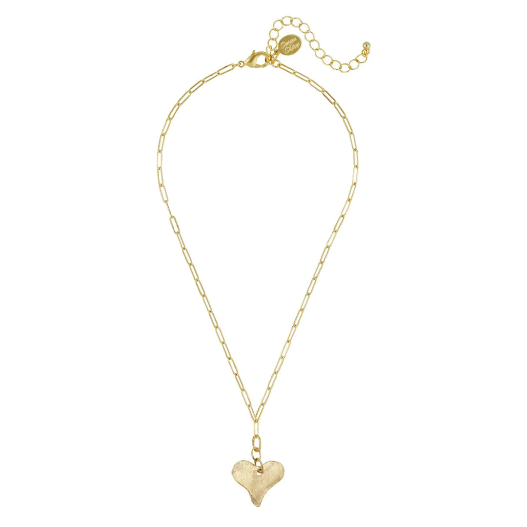 Susan Shaw Heart Paperclip Necklace - Gold