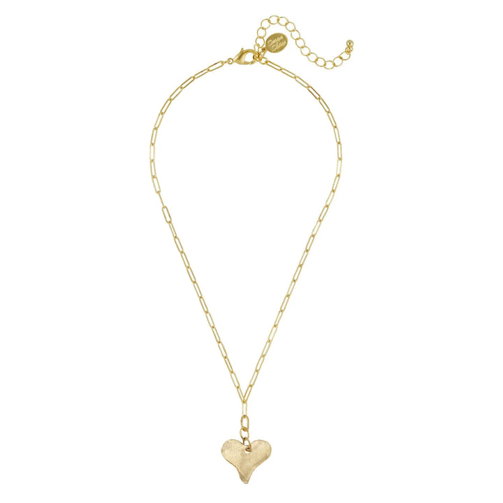Susan Shaw Heart Paperclip Necklace - Gold
